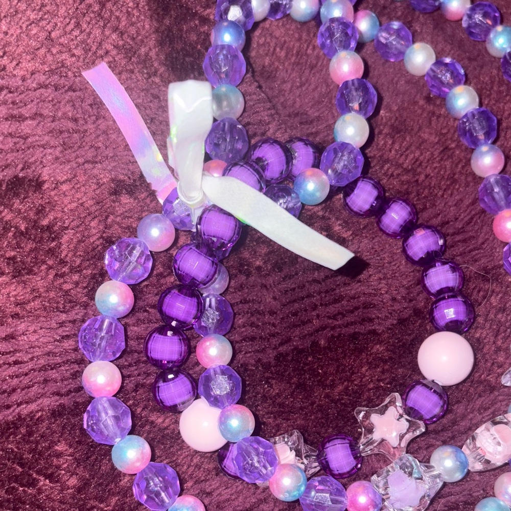 Source Unknown Purple and Pink Kids Beaded Necklace